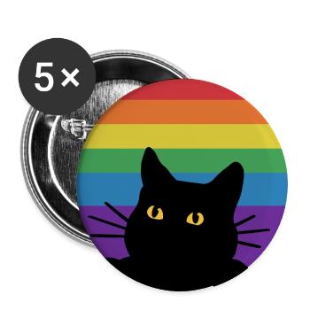 Chat arc-en-ciel - Lot de 5 grands badges (56 mm) - blanc - Devant