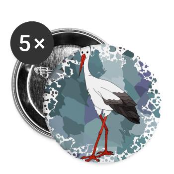 Cigogne - Lot de 5 grands badges (56 mm) - blanc - Devant