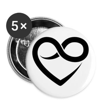 Unendliches Herz - Buttons groß 56 mm (5er Pack) - Weiß - Vorne