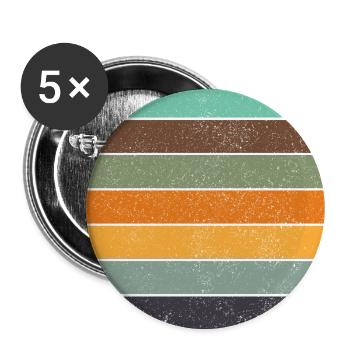 Retro Regenbogen Sunset Blau - Buttons groß 56 mm (5er Pack) - Weiß - Vorne