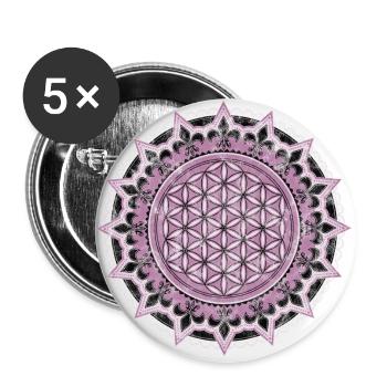 Fleur de vie, yoga, géométrie sacrée, vintage - Lot de 5 grands badges (56 mm) - blanc - Devant