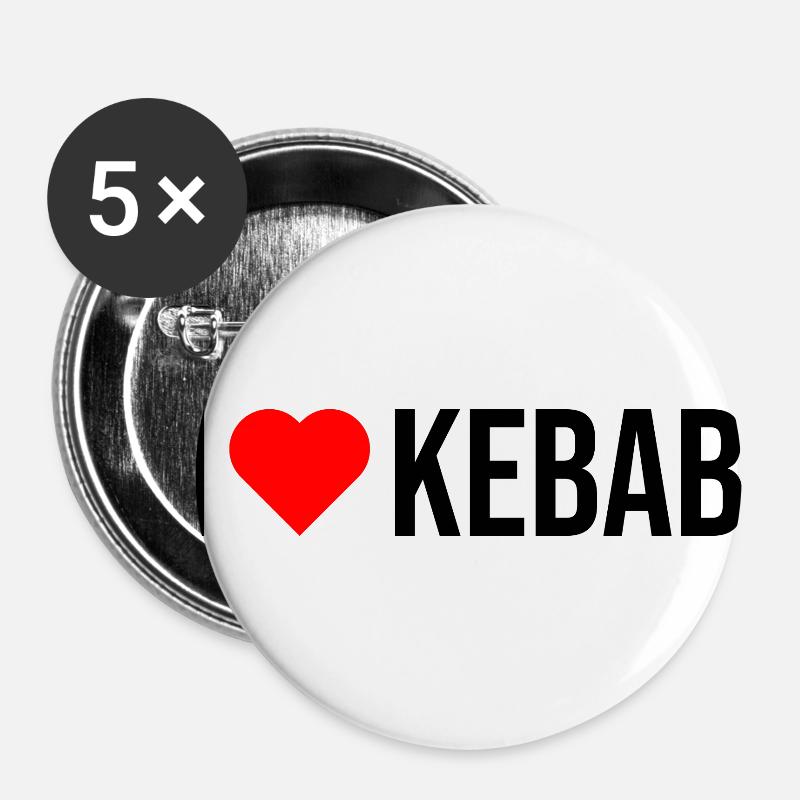 i like kebab - Buttons large 2.2''/56 mm (5-pack) - white
