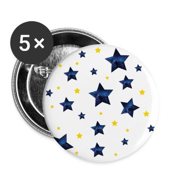 sterne - Buttons groß 56 mm (5er Pack) - Weiß - Vorne