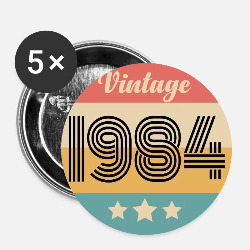vintage 1984 - Buttons large 2.2''/56 mm (5-pack) - white