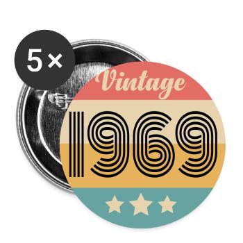 Jahrgang 1969 - Buttons groß 56 mm (5er Pack) - Weiß - Vorne