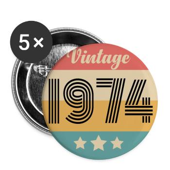 Jahrgang 1974 - Buttons groß 56 mm (5er Pack) - Weiß - Vorne