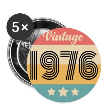 Jahrgang 1976 - Buttons groß 56 mm (5er Pack) - Weiß - Vorne