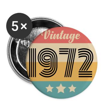 Jahrgang 1972 - Buttons groß 56 mm (5er Pack) - Weiß - Vorne