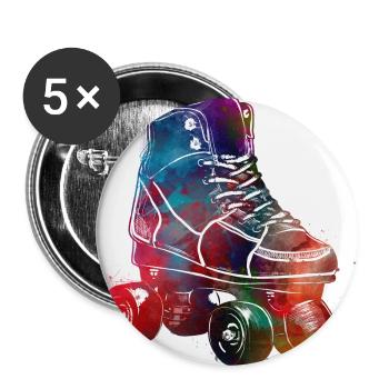 Rollschuhe Sport Kunst #roller #skates - Buttons groß 56 mm (5er Pack) - Weiß - Vorne