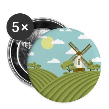 Windmill, windmill in the Netherlands - Buttons large 2.2''/56 mm (5-pack) - white - Front