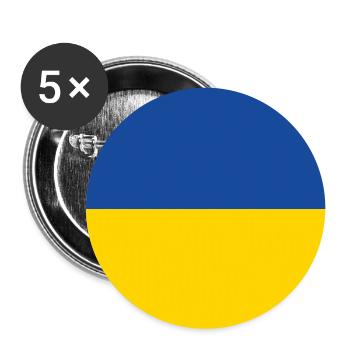 Ukraine Flag, Ukraine Pride, Ukrainian Gift - Buttons large 2.2''/56 mm (5-pack) - white - Front