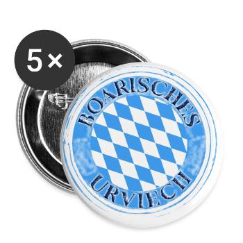 Boarisches Urviech weißblaue Rauten - Buttons groß 56 mm (5er Pack) - Weiß - Vorne
