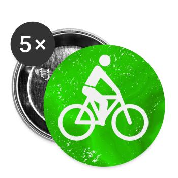 Bicycle sign traffic light green - Buttons large 2.2''/56 mm (5-pack) - white - Front