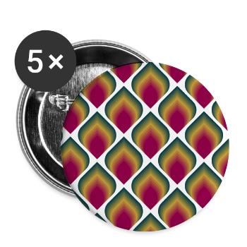Yeux de paon rétro - Lot de 5 grands badges (56 mm) - blanc - Devant