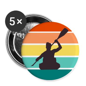 Kayak Paddle dans rétro Sunset Sports Nautiques Cadeau - Lot de 5 grands badges (56 mm) - blanc - Devant
