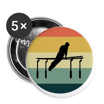 Kunstturnen Parallelbarren Turner Vintage - Buttons groß 56 mm (5er Pack) - Weiß - Vorne