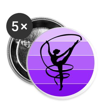 Gymnastique rythmique Ruban Gymnaste Fille Vintage - Lot de 5 grands badges (56 mm) - blanc - Devant