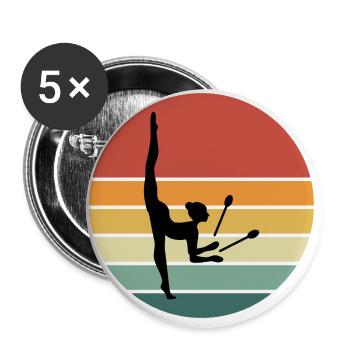 Clubs de gymnastique rythmique Gymnaste Fille Vintage - Lot de 5 grands badges (56 mm) - blanc - Devant
