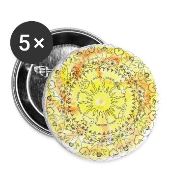 Mandala "You are wonderful" - Watercolor - Buttons large 2.2''/56 mm (5-pack) - white - Front