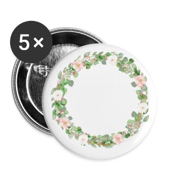 Fleurs de couronne personnalisables - Lot de 5 grands badges (56 mm) - blanc - Devant