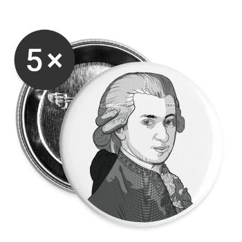 Wolfgang Amadeus Mozart - Buttons large 2.2''/56 mm (5-pack) - white - Front