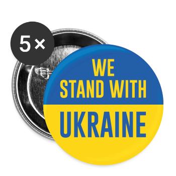 We Stand With Ukraine - Buttons large 2.2''/56 mm (5-pack) - white - Front
