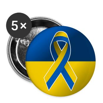 Freiheit für die Ukraine - Buttons groß 56 mm (5er Pack) - Weiß - Vorne