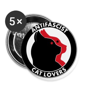 Antifascist Cat Lovers - Buttons large 2.2''/56 mm (5-pack) - white - Front