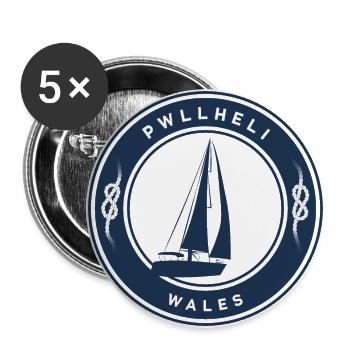 PWLLHELI WALES - Buttons large 2.2''/56 mm (5-pack) - white - Front