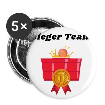 Sieger Shirt Trinkspiel - Buttons groß 56 mm (5er Pack) - Weiß - Vorne
