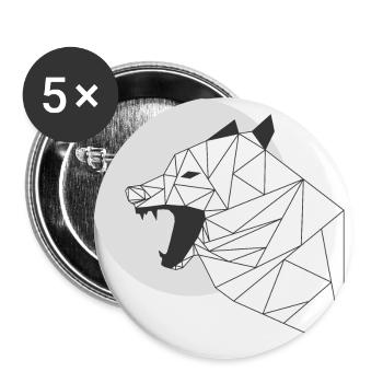 grauer Wolf - Buttons groß 56 mm (5er Pack) - Weiß - Vorne