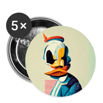 Drôle de canard Pop Art - Lot de 5 grands badges (56 mm) - blanc - Devant