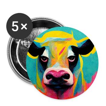 Lustige Kuh Pop Art Abstrakt - Buttons groß 56 mm (5er Pack) - Weiß - Vorne