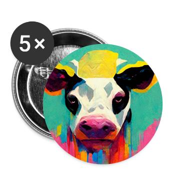 Lustige Kuh Pop Art Abstrakt - Buttons groß 56 mm (5er Pack) - Weiß - Vorne