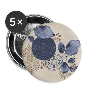 Bleu Art Déco 3 - Lot de 5 grands badges (56 mm) - blanc - Devant