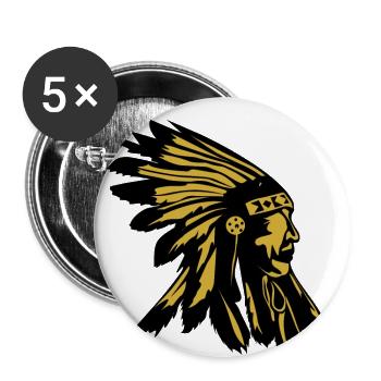 Indianer Kopf Native USA - Buttons groß 56 mm (5er Pack) - Weiß - Vorne