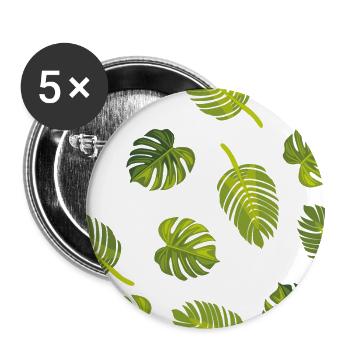 Muster mit tropischen Blättern - Buttons groß 56 mm (5er Pack) - Weiß - Vorne