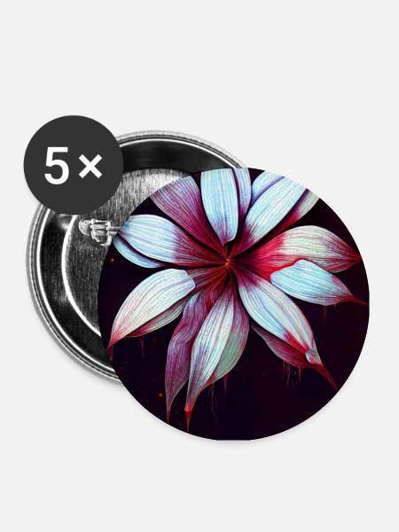 Red Flower - Buttons groß 56 mm (5er Pack) - Weiß