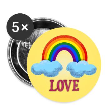Rainbow Love - Buttons large 2.2''/56 mm (5-pack) - white - Front
