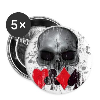 Heavy Metal Punk Poker Skull - Buttons large 2.2''/56 mm (5-pack) - white - Front