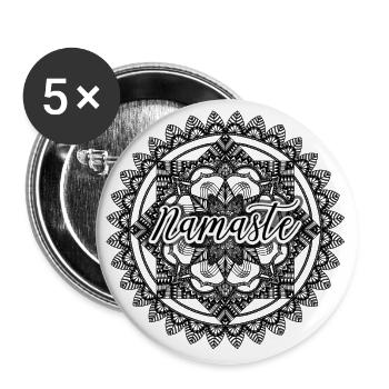 Namaste Mandala - Buttons groß 56 mm (5er Pack) - Weiß - Vorne