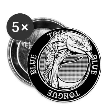 Blue Tongue Skink Tattoo Style Reptile Keeper - Buttons large 2.2''/56 mm (5-pack) - white - Front