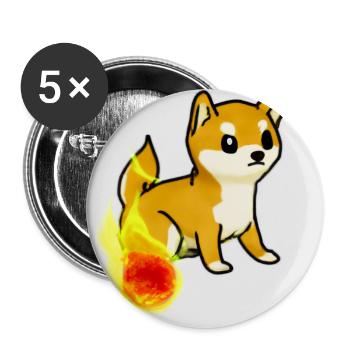 Shiba Inu Fire starter - Buttons large 2.2''/56 mm (5-pack) - white - Front