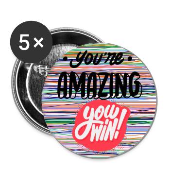 motivation, inscription cool, beau T-shirt - Lot de 5 grands badges (56 mm) - blanc - Devant