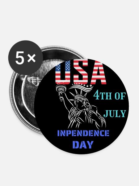 USA, Freiheitsstatue - Buttons groß 56 mm (5er Pack) - Weiß