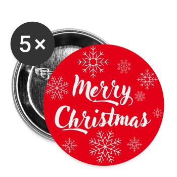Merry Christmas - Lot de 5 grands badges (56 mm) - blanc - Devant