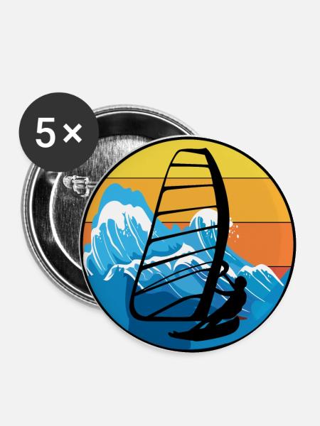 Windsurfing Windsurf Windsurfer Surf Water Sport - Buttons large 2.2''/56 mm (5-pack) - white