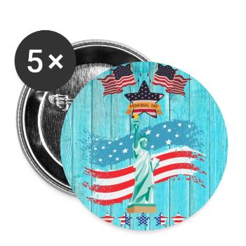 USA, Freiheitsstatue - Buttons groß 56 mm (5er Pack) - Weiß - Vorne