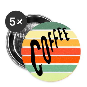 Café Rétro Coucher de soleil - Lot de 5 grands badges (56 mm) - blanc - Devant