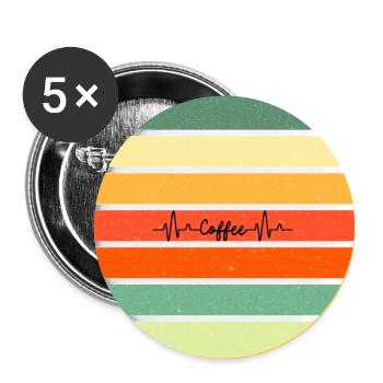 Café Rétro Coucher de soleil - Lot de 5 grands badges (56 mm) - blanc - Devant